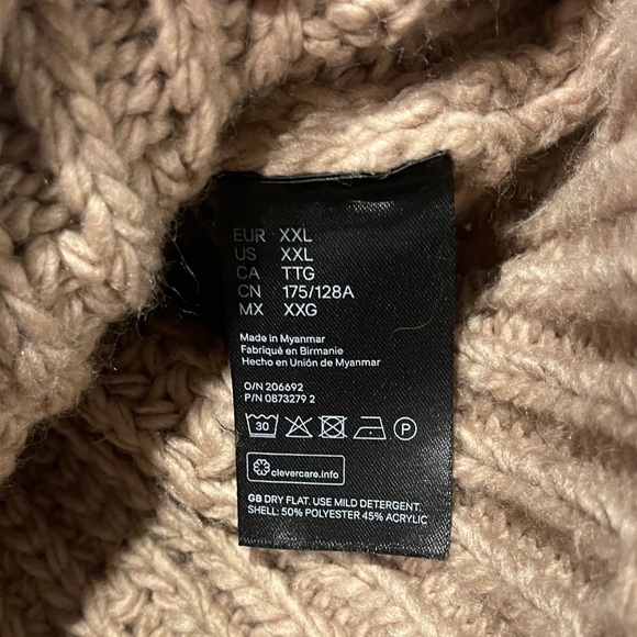 H&M Beige Tan Camel Sweater XXL - Picture 4 of 10